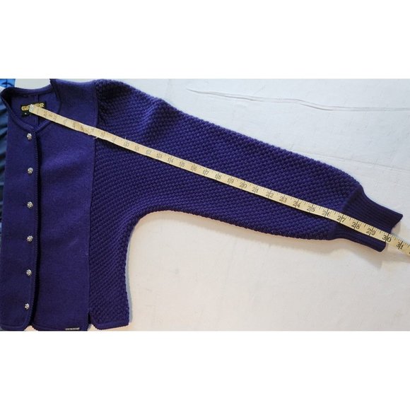 Geiger Wool Cropped Women's Blazer Jacket EU 34 USA Small Vintage Purple Button - Picture 7 of 10